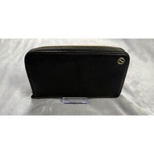 Gucci Black Leather Interlocking G‎ Zip Wallet